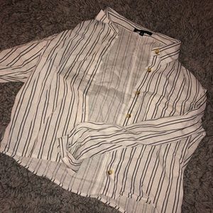 Striped button up top